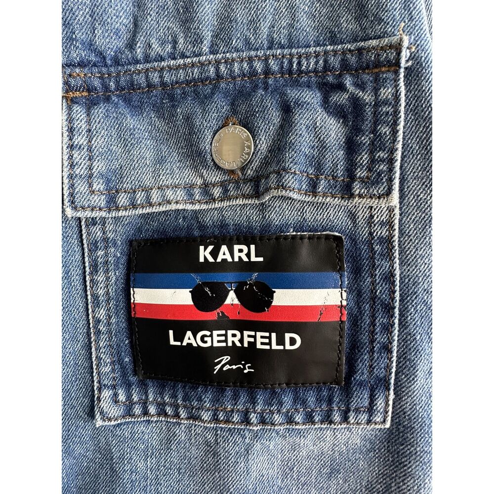 Karl Lagerfeld Paris Denim Jacket Women’s Medium Raw Hem Oversized
